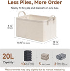StorageWorks Storage Bins, Shelves Baskets for Organizing, Fabric Closet Organizers with Handles, Metal Frame, Beige-Cotton-l