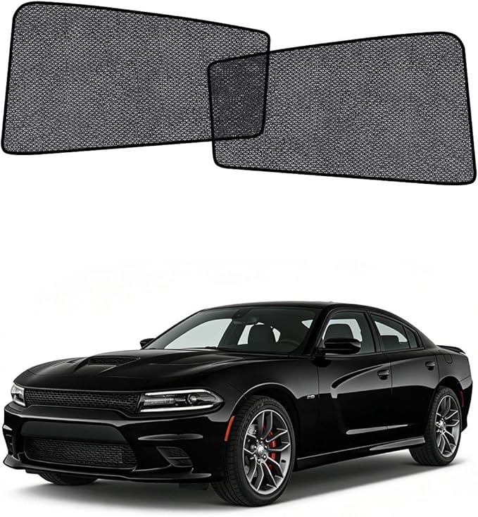 Car Window Shades for Dodge Charger (2011-2026), 2-Pack Rear Window Sun Shades for Baby – Breathable Mesh, UV & Heat Blocker, Privacy Protection for Camping, Travel, Sleep & Nursing
