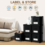 Geelin 6 Cube Storage Organizer with Fabric Bins and Labels 11 Inch, Fabric Collapsible Cubby Clothes Storage Drawer Dresser 
