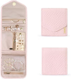 BAGSMART Travel Jewelry Organizer Case Foldable Jewelry Roll for Journey Rings, Necklaces, Earrings, Bracelets,Mini,Light Pin