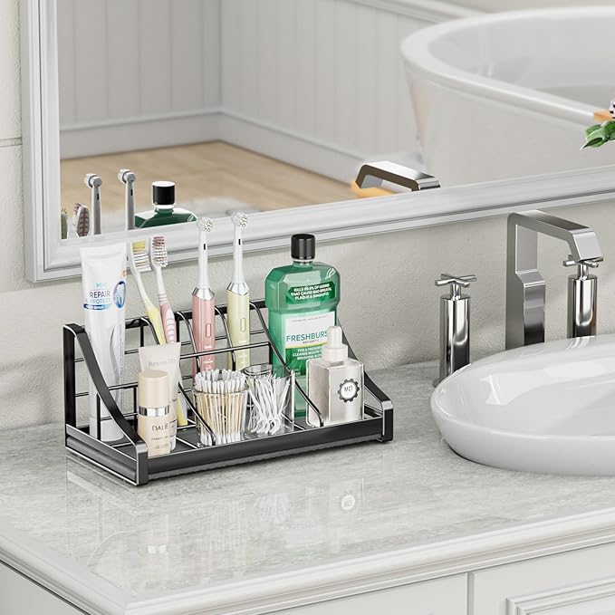 Toothbrush Holder Instant-Dry Organizer - Bathroom Countertop Organizer Kids Electric Toothbrush Toothpaste Holders - 7 Slots