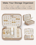 VLANDO Travel Jewelry Case for Women Girls Mothers, PU Leather Small Jewelry Box for Rings, Necklaces, Bracelets, Earring Hol