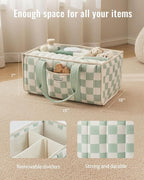 Blissful Diary Checkered Diaper Caddy Organizer, Stylish Nursery Storage Basket, Gift for Baby Shower, Newborn Essentials, Re