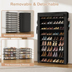 VILICK Shoe Rack with Cover Narrow Shoe Organizer with Pockets 10 Tier Tall Shoe Storage Holds 36-41 Pairs Shoes and Boots Sh