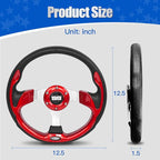 NOKINS 12.5" Universal Golf Cart Steering Wheel, Fit EZGO TXT/RXV/Club Car DS/Precedent/Yamaha, Most Golf Carts (Red)