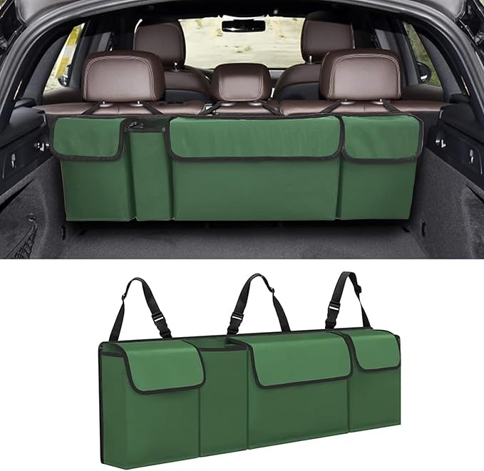 Car Trunk Organizer, Backseat Hanging Large Storage with Adjustable Straps,Waterproof PVC Collapsible Cargo Bag, Car Interior