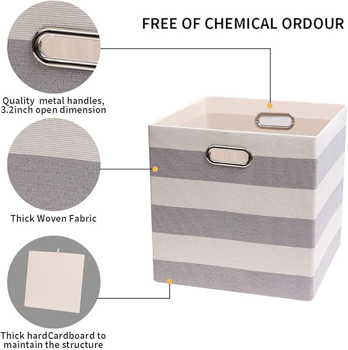 Posprica 3X Thicker Storage Bins Storage Cubes, 13×13 Fabric Storage Boxes Foldable Baskets Containers Drawers for Nurseries,