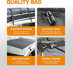 Kingfun Car Rooftop Cargo Carrier – Waterproof 20 Cubic Feet Car Roof Bag Fit All Vehicles with/Without Roof Racks, Includes Anti-Slip Mat, 8 Reinforced Straps & 6 Door Hooks, Luggage Locks（Black）