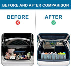 VENO 3 Pack Reusable Grocery Bags, Shopping Bags for groceries, Utility Tote with Handles and Hard Bottom, Foldable Shopping Cart Organizer, Water Resistant, Heavy-Duty (Light Blue, 6 Gallon)