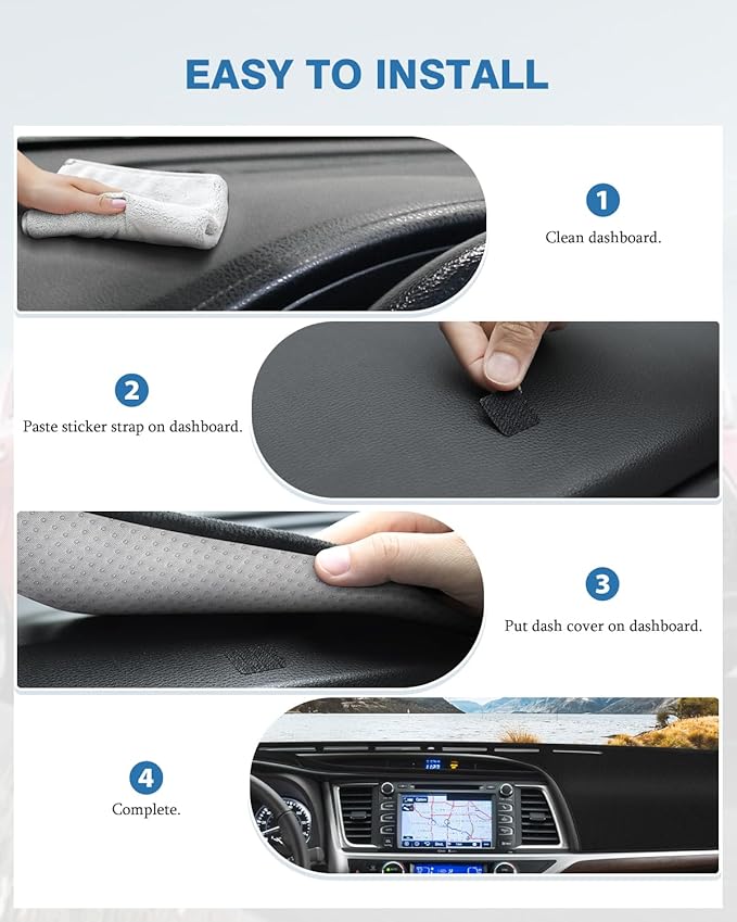 FIILINES Dash Cover for Toyota Highlander 2014-2019, Dashboard Mat Cover Sunshade Nonslip Mesh Protector No Glare Highlander 