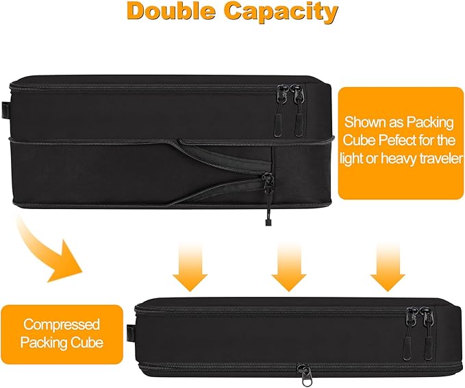 8 Set Compression Packing Cubes for Travel, Waterproof Luggage Organizers, Suitcase Organizer Set for Carry-On & Checked Bagg