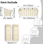 GRANNY SAYS Wicker Hanging Basket, 2 Pack Storage Baskets for Organizing, Adhesive Wall Mount Fruit Basket, Kitchen Organizat