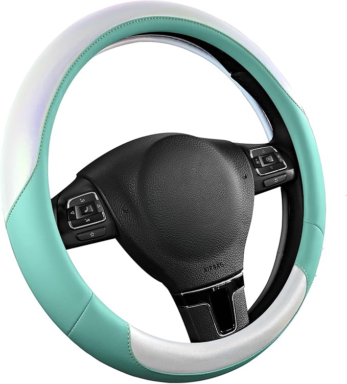 Road Comforts Steering Wheel Cover – Breathable Leather Steering Wheel Cover, Anti-Slip Grip, Universal Fit 14.5” to 15”, Hea