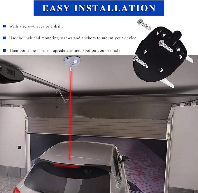 Sun Walker Dual Laser Garage Assist Parking Guide Aid, 360 Degree Adjustable Laser Park Assist Sensor with AC Adapter, Wider Angles Motion Activated Garage Parking Aid for Most Vehicles