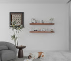 IEO Long Wooden Floating Shelves for Room Wall, Natural Wood Floating Shelves Wall Mounted Kitchen Shelf for Living Room, Bed