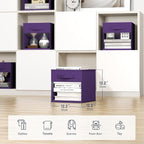 DIMJ Cube Bins, 12.2-Inch Storage Bins Cubes with Window, 6 Packs Collapsible Storage Bins with Handles, Closet Storage Baske
