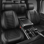 CAR PASS Nappa Leather Car Seat Covers Front Seats, Luxury Seat Protector for Cars, Waterproof Anti-Slip Seat Cushion Airbag 