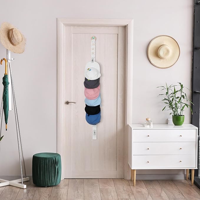 Windyun 2 Pcs Boho Hat Rack for Baseball Caps, Holds up to 20 Hats, Macrame Hat Hangers Wall Mounted, Hanging Cap Holder over