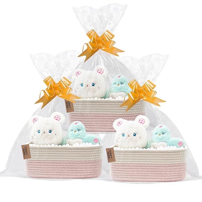 COMFY-HOMI 13" x 8.5" x 5.1" Storage Baskets for Organizing | Cotton Rope Woven Basket | Toy Storage Bin Box | Basket for She