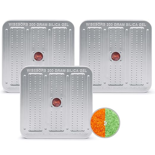 200 Gram 3 Pack Gun Safe Dehumidifier, Reusable Silica Gel Dehumidifier, Indicating Silica Gel Desiccant Canister (Orange to 