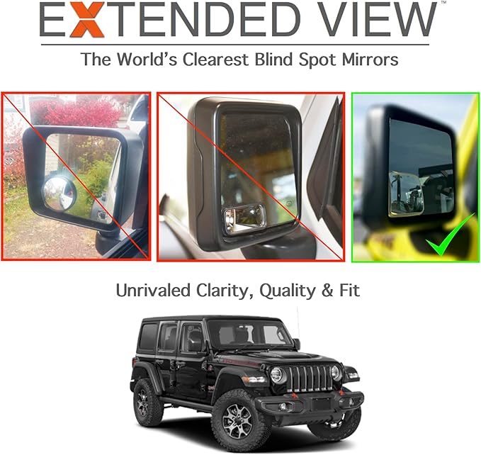 Custom Blind Spot Mirrors- Compatible with 2018-Present Jeep Wrangler | blind spot mirrors compatible with Jeep Wrangler JL 2018- Present | Blind Spot Mirrors - 2 Piece Set (Left & Right)