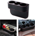 Car Cup Holder, Auto Front Seat Gap Interior Drink Organizer, Multifunctional Cup Drink Holders with PU Leather Cover, Gap Filler Storage Box Coin Bucket Console Side Pocket Key Wallet Holder (Black)