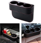 Car Cup Holder, Auto Front Seat Gap Interior Drink Organizer, Multifunctional Cup Drink Holders with PU Leather Cover, Gap Filler Storage Box Coin Bucket Console Side Pocket Key Wallet Holder (Black)