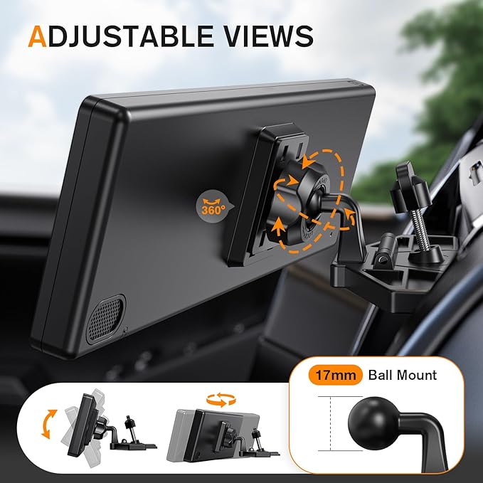 CD Slot Mount for CarPlay Screen 360° Rotation Tool-Free Installation Sturdy and Secure Compatible with in-Car Monitors CD Slot CarPlay Mount