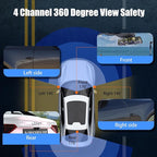 360 Degree View 4 Channel Mirror Dash Cam Detached Camera for Cars，Dash Cam Front and Rear Side(Left,Right),12'' Rear View Mi