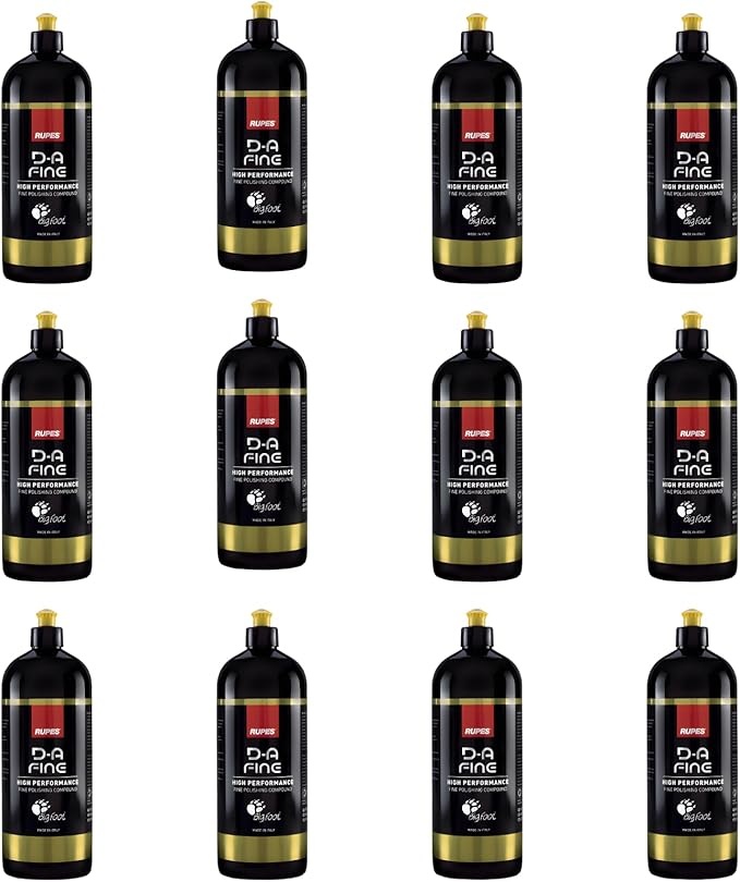 RUPES 9.DAFINE Pack of 12 1000 ml Yellow D-A Fine High Performance Polishing Compounds for Car Detailing & Removing Scratches | Micro-Abrasive Technology | Reduces Oxidation | Removes Fine Defects
