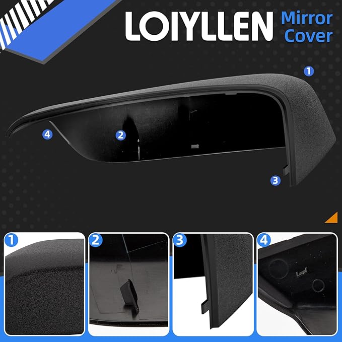 Driver Side Mirror Cover Replacement for Chevrolet Chevy Malibu 2016 2017 2018 2019 2020 2021 2022 2023 2024 2025 - Left Side Mirror Covers, Rear View Mirror Cap Accessories Textured
