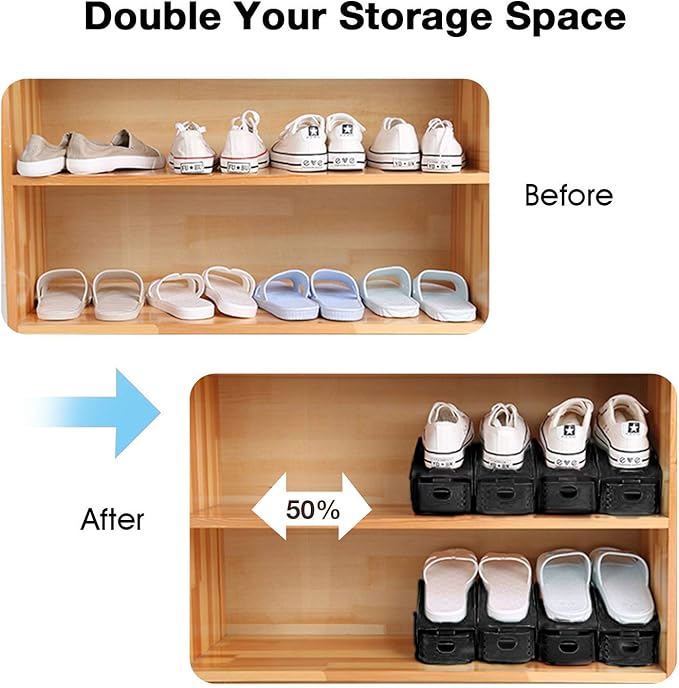 Neprock Shoe Rack Shoe Organizer Space-Saving Storage Shoe Organizer for Closet,Shoe Stacker Shoe Slots Space Saver Double St