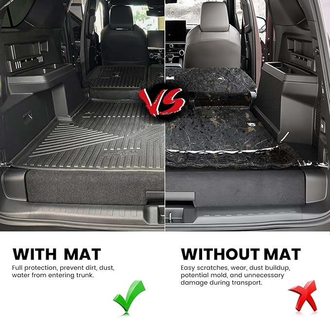 LASFIT Cargo Mat & Backrest Mats for Toyota 2025-2026 4Runner Hybrid(Not Fit Gasoline), All Weather TPE Custom Fit Easy Clean Trunk Mat for 4 Runner 2025 2026 6th gen Hybrid Trunk Mat, Black