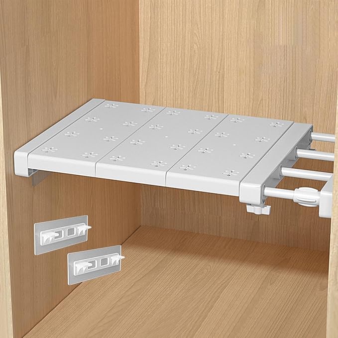 iayokocc Expandable Closet Tension Shelf Rod, Adjustable Metal Storage Rack,DIY Organizer Divider Separator for Cabinet Wardr