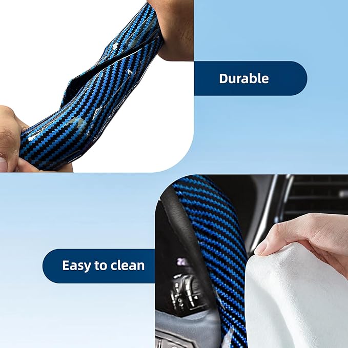 Carbon Fiber Steering Wheel Cover with Anti-Slip Lining and Segmented Design 2pcs Universal Steering Wheel Protector for Men 