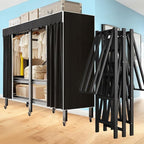 Garment Rack with Cover, Heavy Duty Portable Wardrobe Closet 2000LB, Foldable Clothe Rack with Wheel, Clothes Rack for Hangin