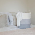 OrganiHaus Large Gray Woven Laundry Basket w/Handles 52L, Rope Dirty Clothes Hamper, Blanket Basket for Living Room, Baby Lau