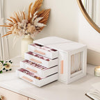HOOBRO Jewelry Box for Women, Wooden Jewelry Organizer with Transparent Window, 4-Layer Jewelry Organizer Box, Jewelry Holder
