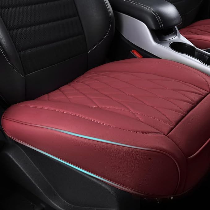 CAR PASS 2 Pack Leather Front Car Seat Covers, Bottom Seat Covers Full Wrapped with Storage Pocket, Anti-Slip Leather Seat Pr