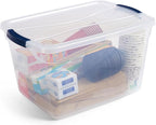 Rubbermaid Cleverstore Clear 32 Qt, 6 Pack Stackable Plastic Storage Bins with Lids, Great for Closet and Laundry Storage, Or