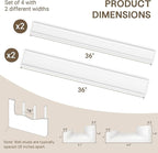 Fun Memories 36 Inch Floating Shelves for Wall - Wall Shelves with Lip Set of 4 - Nursery Bookshelf for Storage - Picture Led