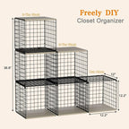 3PCS Stackable Closet Organizers and Storage, Shelves with Wood Top Extra Storage, Clothes Organizer Basket, Bin, or Tube for