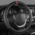 KAFEEK Carbon Fiber Steering Wheel Cover for Ford F150 F250 F350 Ram 4Runner Tacoma Tundra Range Rover, Large Size 15.5"-16",