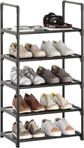 5-Tier Small Shoe Rack,Stackable Shoe Shelf Storage Organizer for Entryway Hallway Closet Bathroom Living Room(Black-5Tier)