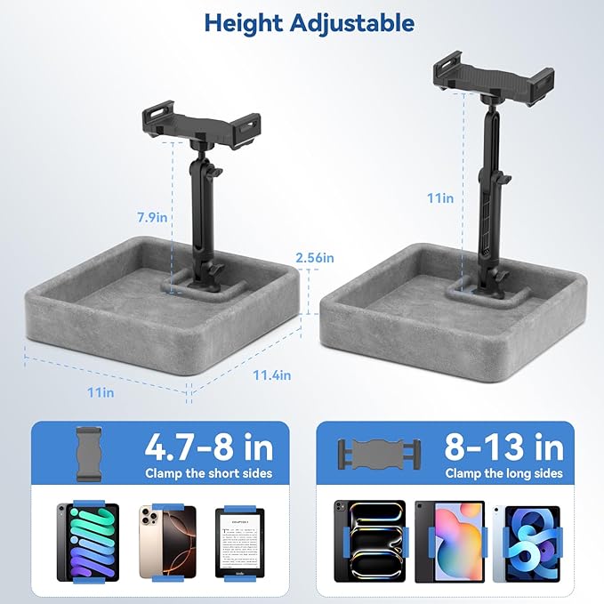 KDD Tablet Pillow Holder - Multi-Angle Adjustable iPad Stand for Lap, Bed and Desk - Foldable Kindle Soft Pad Dock with Storage Tray Compatible with iPad Pro 12.9, Air Mini, Phone, E-Reader