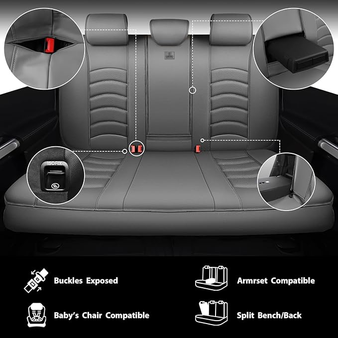 CAR PASS 3D Foam PU Leather Car Seat Covers, Universal Seat Covers Full Sets for Trucks SUV Sedan Automotive Seat Covers Armr