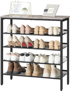 HOOBRO Shoe Rack for Entryway, 5-Tier Shoe Organizer with Adjustable Mesh Shelves, 16-20 Pairs of Shoes, Spacious Floor Mount
