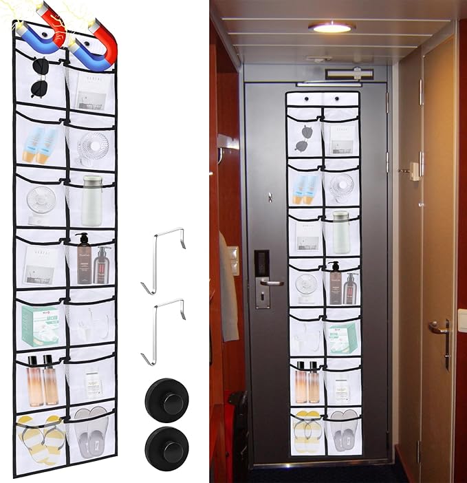 CTTZCKJ Over The Door Organizer For Cruise Ships|Magnetic Door Organizers with 14-Pocket for Cruise Ship|61"x11"|Cruise Over 