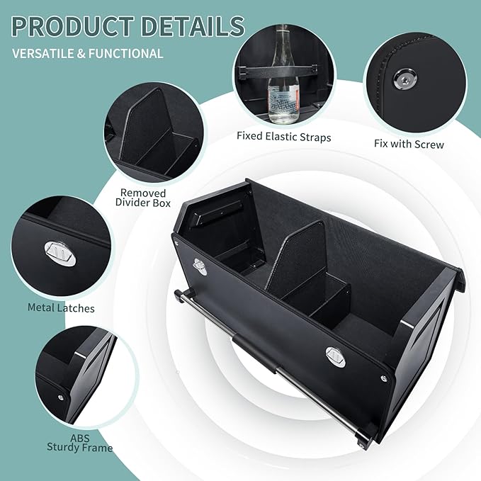 XCF Car Organizer Trunk, Durable Collapsible Leather Trunk Organizer with Lid and Sturdy Handle, Auto Cargo Storage Compartment