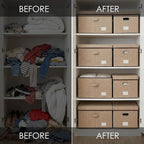 PRANDOM Storage Bins with Lids [3-Pack] Jute Fabric Foldable Storage Boxes Organizer Containers Baskets Cube with Cover for H